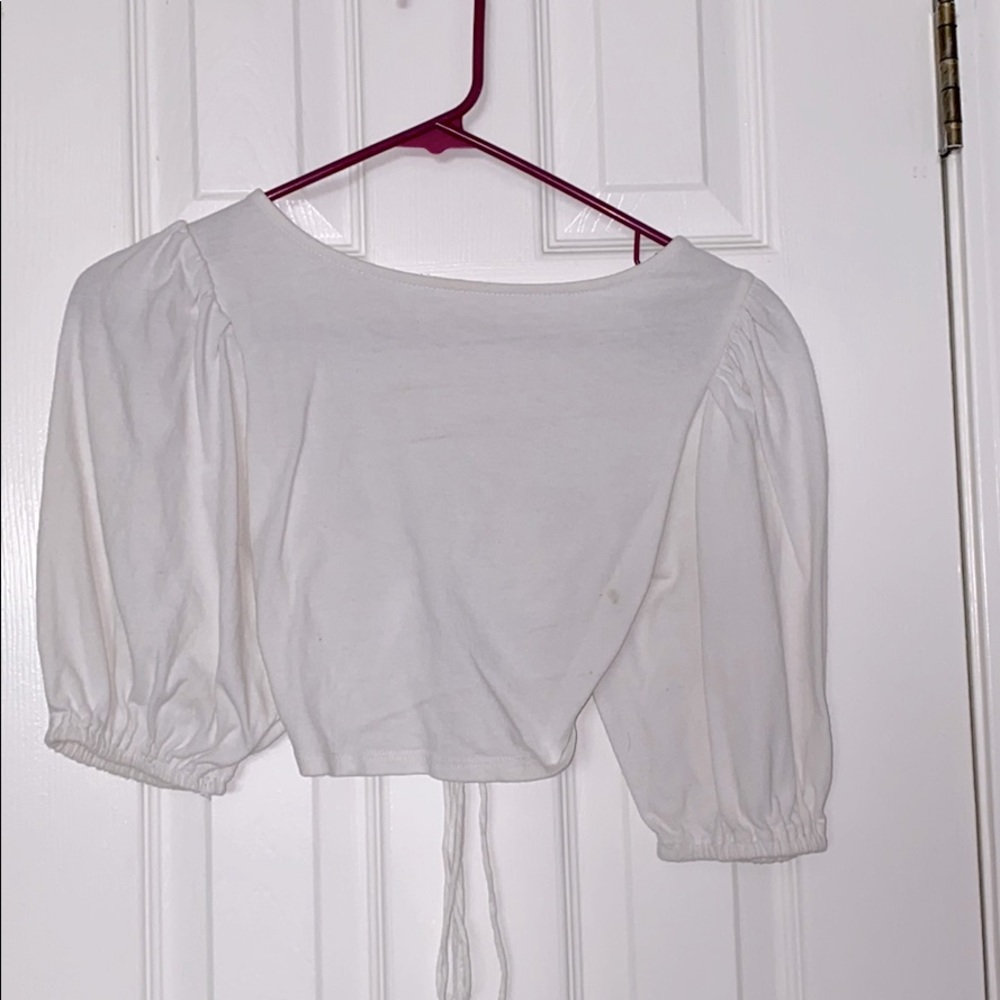 White open back crop top